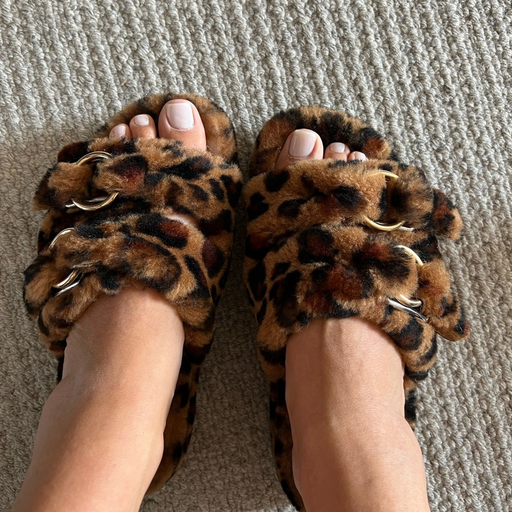 J/Slides NYC real shearling slides size 9